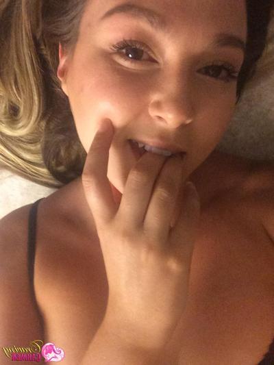 12P Stunning babe Craving Carmen loves to tease while taking self shot pictures of her perfect pussy