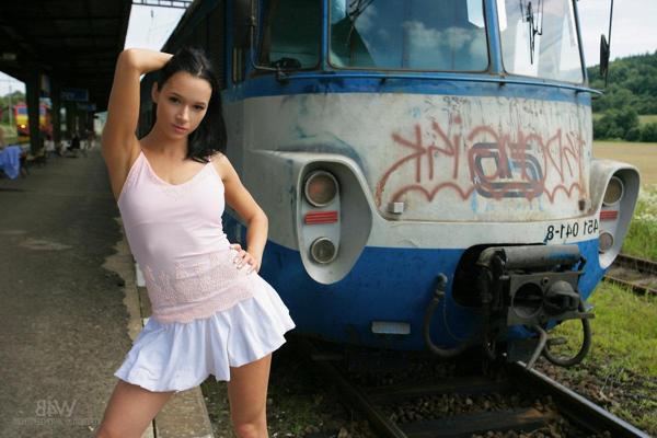 16P Beautiful black-haired teen Gwen shows you her pretty pussy in "Expired Ticket"