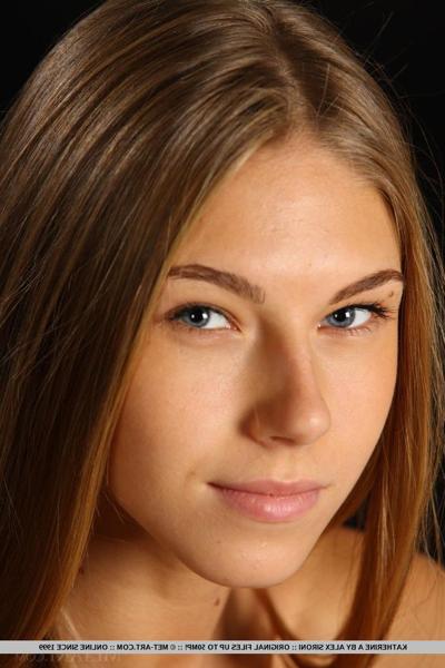 18P Slender teenage lass Katherine loves showing off her bald and wet muff
