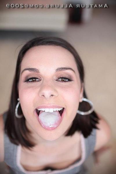 16P Cute brunette teen blows cock and swallows cum