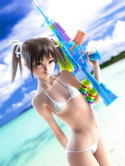 9P 銃を持った熱いアニメの女の子