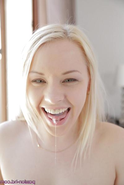 16P Tattooed blonde Lola Taylor taking cum in mouth after blowing big cock