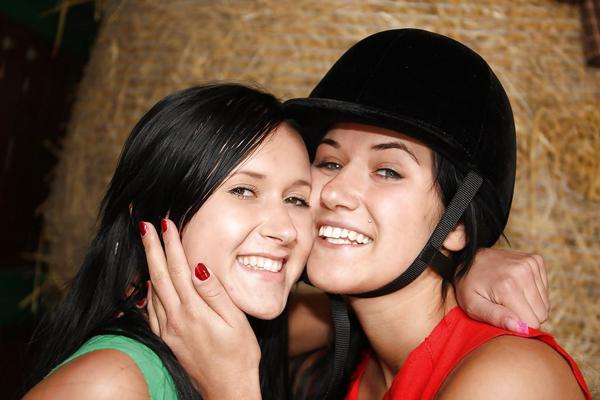 16P Hot lesbians Lucy Lee &amp; Angelica playing with a dildo in the horse barn