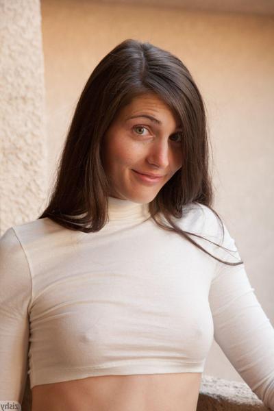 12P Brunette teen Irene Quinn shows you what's up her skirt