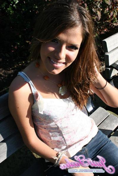20P Pictures of teen hottie Just Sasha teasing and flashing outside