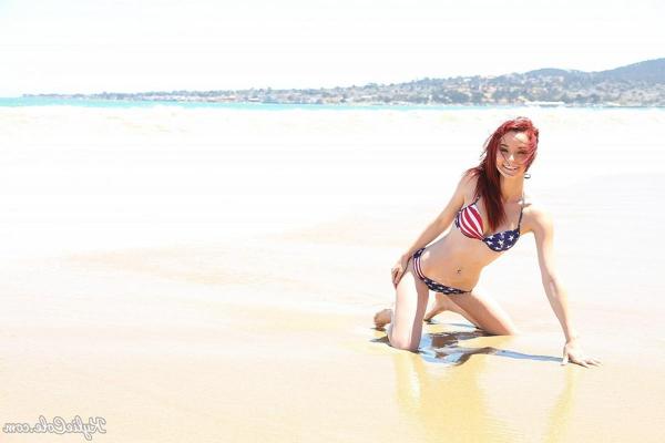 12P Redhead teen Kylie Cole teases in her bikini on the beach