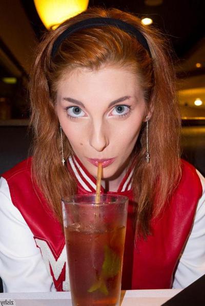 8P Redhead teen Lilith Lust teases in her college uniform