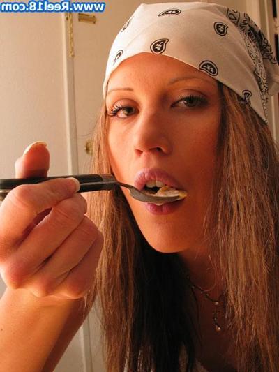 20P Pictures of a hot blond coed teasing with milk