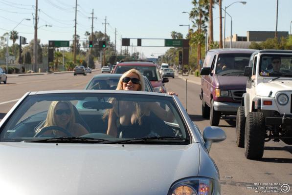 16P Ann and Lacey dress up as naughty schoolgirls and go on a joy ride