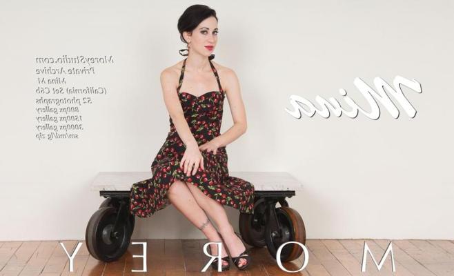 10P Brunette model Mina M shows you what's under her dress