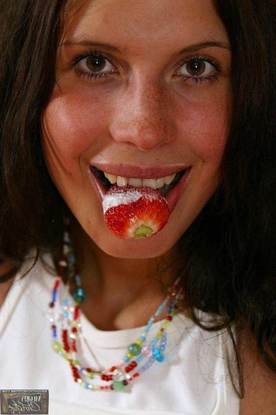 15P Pictures of Naughty Christine getting naughty with strawberries