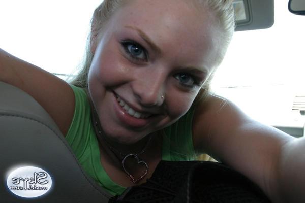 12P Petite blonde Skye Model is out having fun in a tight top and jeans