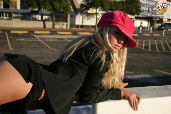 20P Pictures of Summer showing you up her skirt in a parking lot