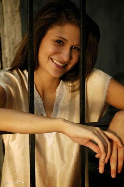 16P Brunette teen Elela displays her hot nude body in "Against The Wall 1"