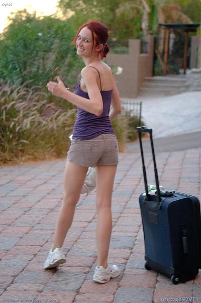 20P Pictures of a redhead teen riding a giant glass dildo