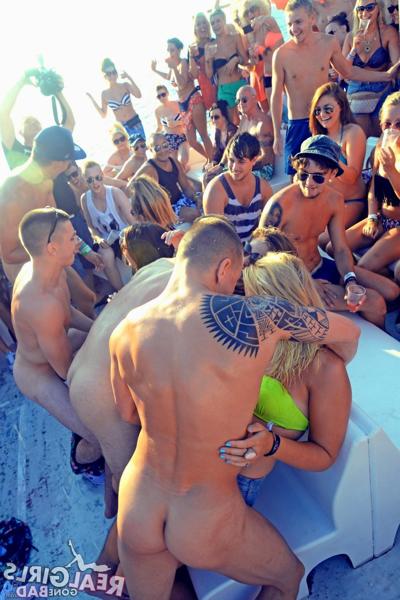 12P College coeds have a party on a boat during spring break