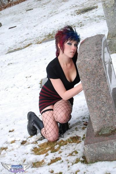 12P Happy Halloween as dirty tease Sabrina flashes her tits and tight pink pussy in a graveyard