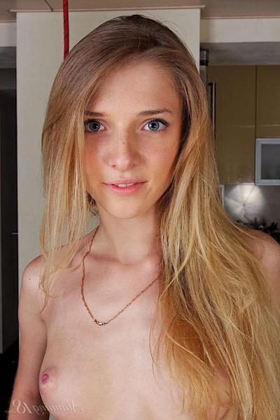 16P Gorgeous blonde teen Kat B strips for you in "First Undressing"