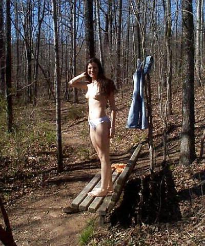25P Brunette skinny-dipping in river