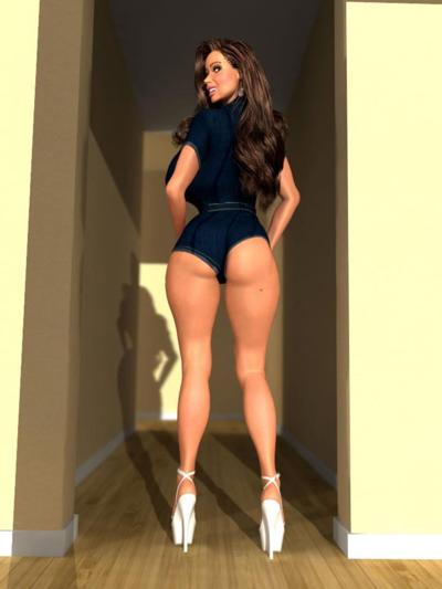 12P Hot and sexy big breasted 3D babe stripping naked