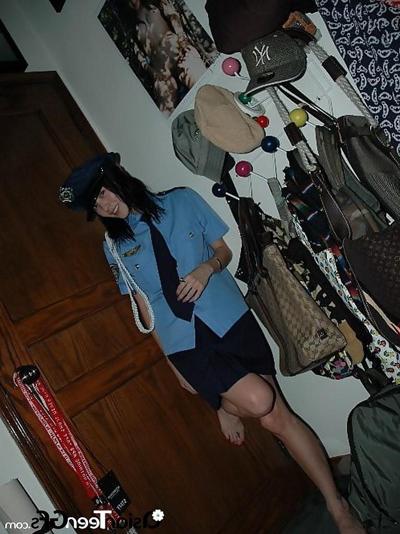 10P Dressed like a cop and teasing us with her body