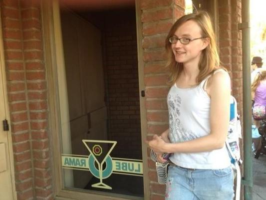 10P Geeky redhead shemale Sadie Hawkins wearing glasses in random amateur shots from