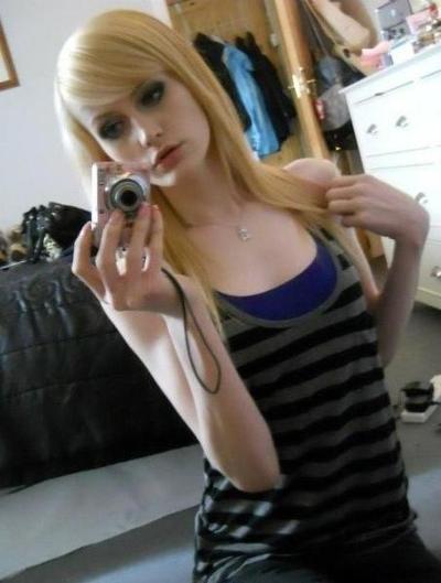 11P Transsexual 20 year old blonde teen Ellery Sweets in homemade mirror selfshots