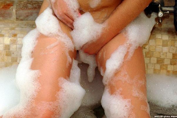 15P Teen girl emily takes a bubble bath