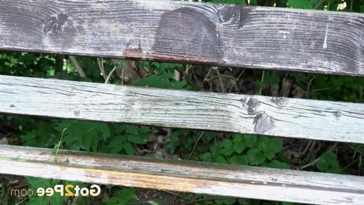 15P Stunning brunette cant stop peeing on a bench