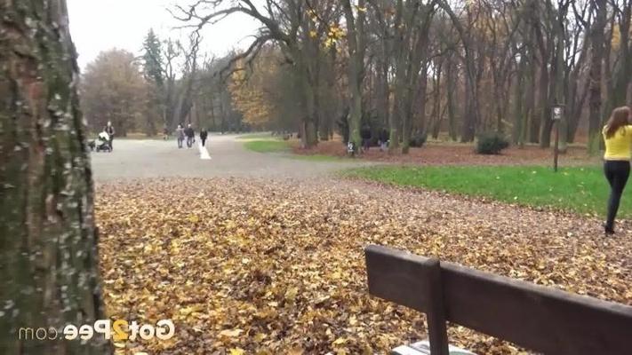 15P Pretty teen pisses in the middle of a public park