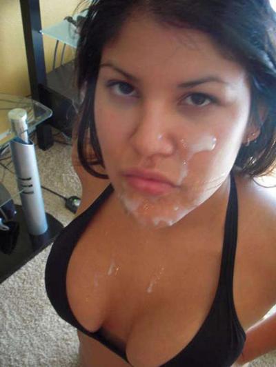 10P Pictures of a kinky babe who got a load of cum facial