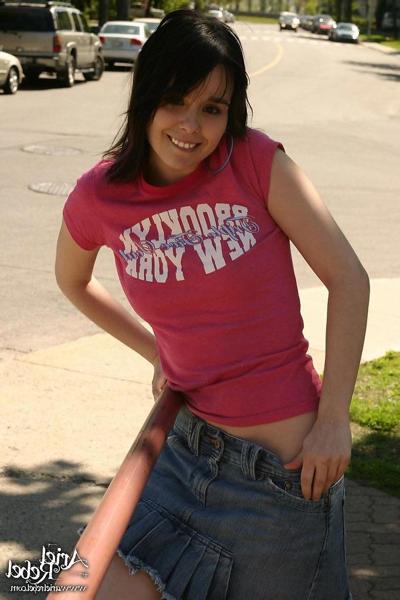 15P Cute teen model poses in street