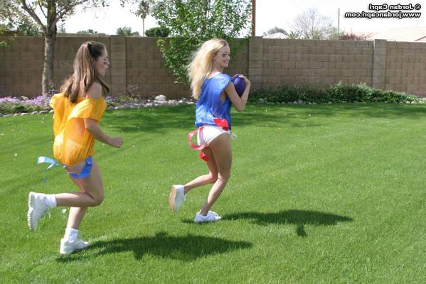 13P Jordan Capri and her girlfriends playing flag football in panties!