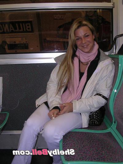 15P Cheerful blonde Shelby Bell posing in the streets of Paris