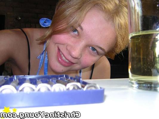 14P Boob-licking blonde Christine Young on a camping trip