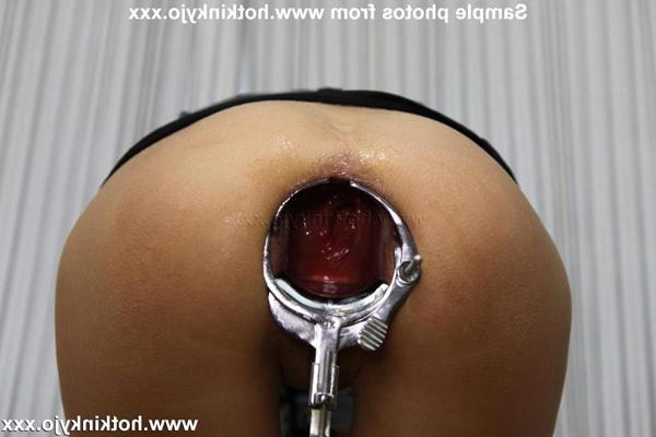 15P Kinky Jo in a sexy police uniform with a xo speculum in her ass fucks herself wi