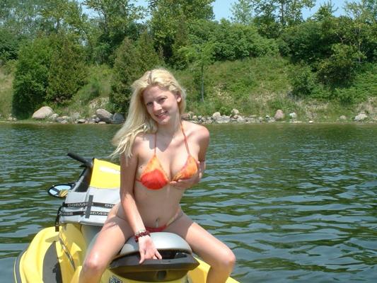 4P Hot curly blonde shows off her bouncy tits