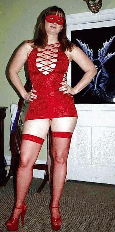 7P Red Head Milf in Red Lingerie