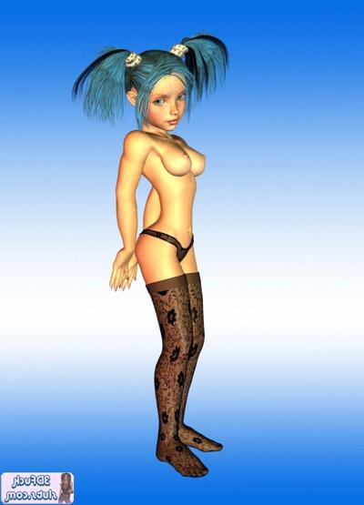 16P 3D toon with blue hair