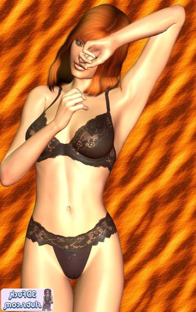 16P Toon girl in black lace panties