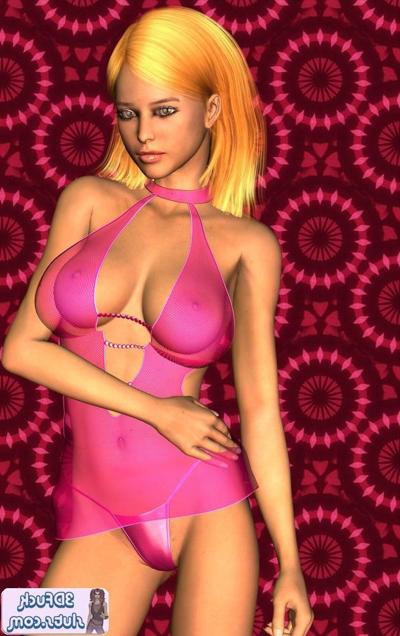 16P Toon-Mädchen in rosa Dessous posiert