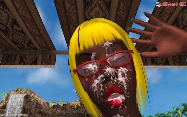 16P 3d animated black couple fucking outdoors poolside