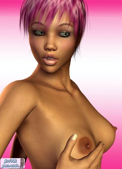 16P 3D toon with short pink hair and boots