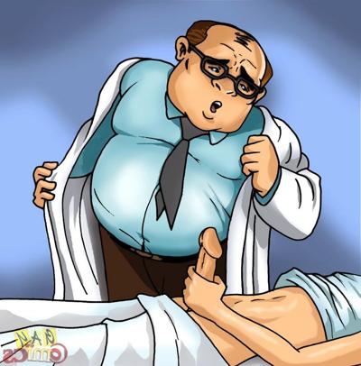 12P Un vieux docteur examine la bite