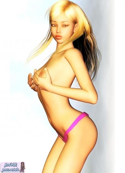 16P Topless toon girl in pink thong panties