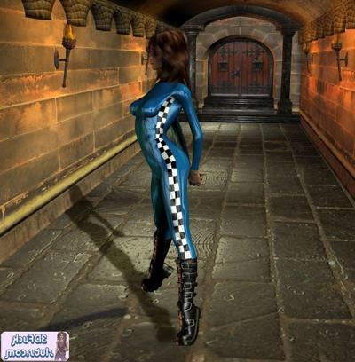 16P Kinky toon babe in shiny bodysuit