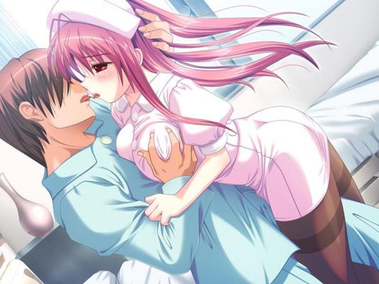 20P Beautiful young hentai nurse with big bouncy boobs riding cock