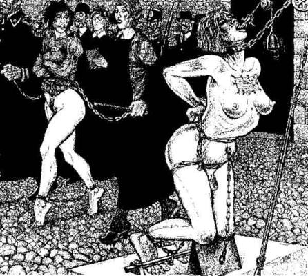 15P schreiende Frauen in mittelalterlicher Folter
