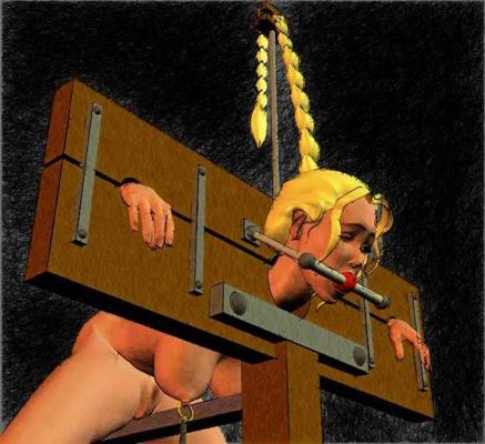 15P redhead bent back in bondage sex pain