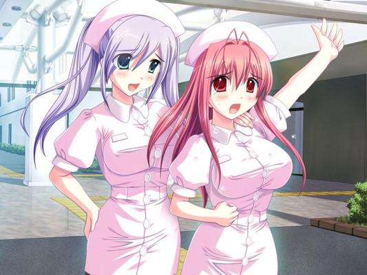 20P Pink haired hentai nurse whore with big breasts fucks patient